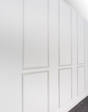 Side view of the Brooklyn Six Piece wall moulding kit showing the moulding profile depth and layered construction.