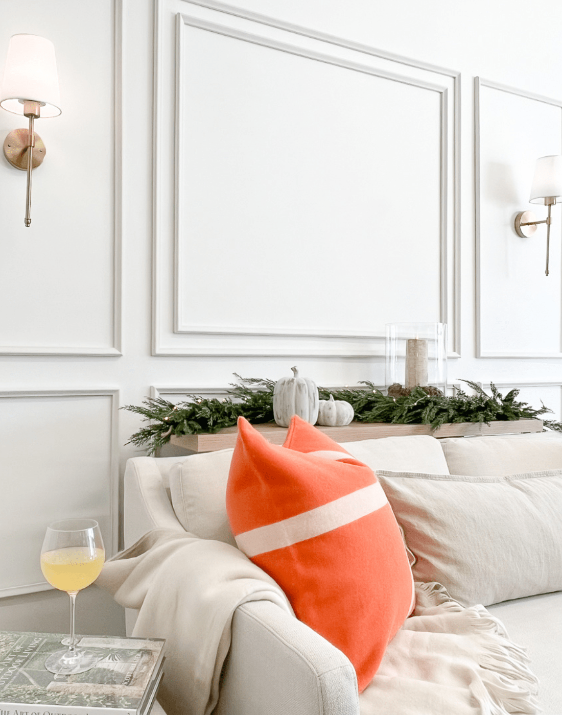 Double Three Piece Wall Moulding Kit with layered detail installed on living room wall, paired with Two Piece Wall Moulding Kits for a custom layout.