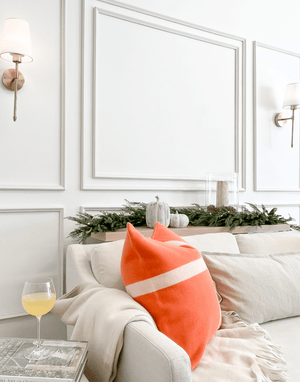 Removable Double Three Piece Wall Moulding Kit with layered detail installed on living room wall, paired with Two Piece Wall Moulding Kits for a custom layout.