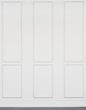Removable and reusable Brooklyn Six Piece wall moulding kit featuring a taller scale design with six mouldings, handcrafted from premium wood in the USA.