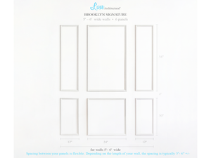 Brooklyn Signature Wall Moulding Kit – 12-24-12 Panel Layout for 5'–6' Walls