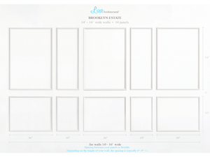 New! Brooklyn Estate Ten Piece Self-Adhering Wall Moulding Kit for Walls 14’ – 21’ wide - Luxe Architectural