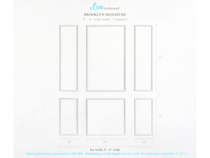 New! Brooklyn Signature Six Piece Self-Adhering Wall Moulding Kit for Walls 5' - 12' Wide - Luxe Architectural