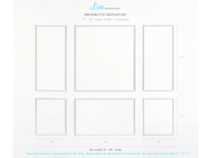 New! Brooklyn Signature Six Piece Self-Adhering Wall Moulding Kit for Walls 5' - 12' Wide - Luxe Architectural
