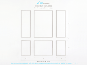 New! Brooklyn Signature Six Piece Self-Adhering Wall Moulding Kit for Walls 5' - 12' Wide - Luxe Architectural