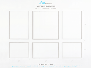 New! Brooklyn Signature Six Piece Self-Adhering Wall Moulding Kit for Walls 5' - 12' Wide - Luxe Architectural