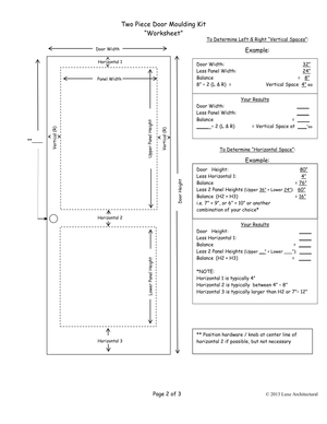 Two Piece Self-Adhering Door Moulding Kit Worksheet