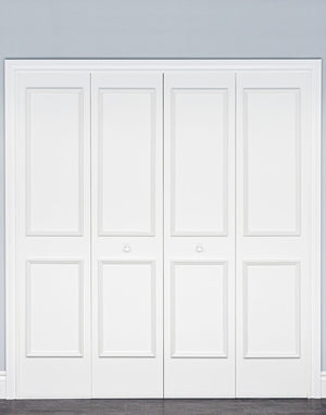 Four piece premium wood bi-fold door moulding kit designed to add a raised panel look to flat bi-fold doors.