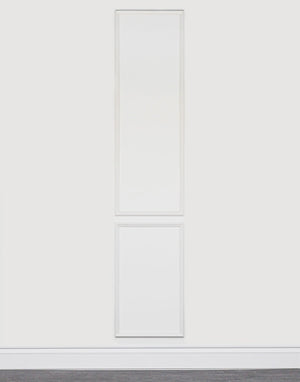 Removable and reusable Brooklyn Two Piece wall moulding kit featuring a taller Brooklyn scale with one top and one bottom moulding, handcrafted from premium wood in the USA.