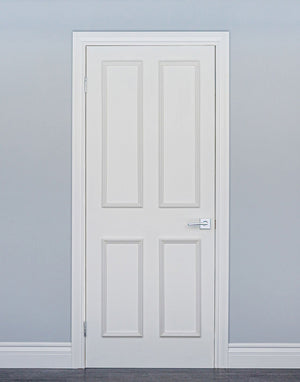 Removable four piece door moulding kit on white interior door