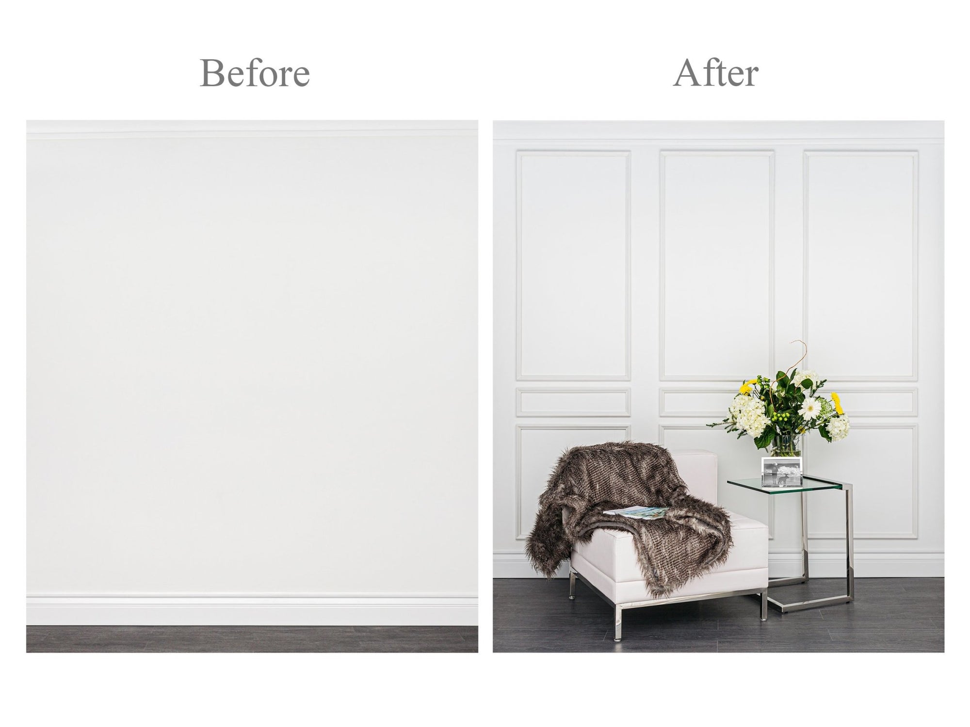 Peel & Stick Removable & Reusable ~ Nine Piece Self-Adhering Applied Wall Moulding Kit - Luxe Architectural